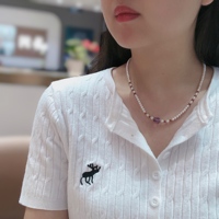 Collier en or 18 carats avec perle d'eau douce naturelle (avec améthyste)