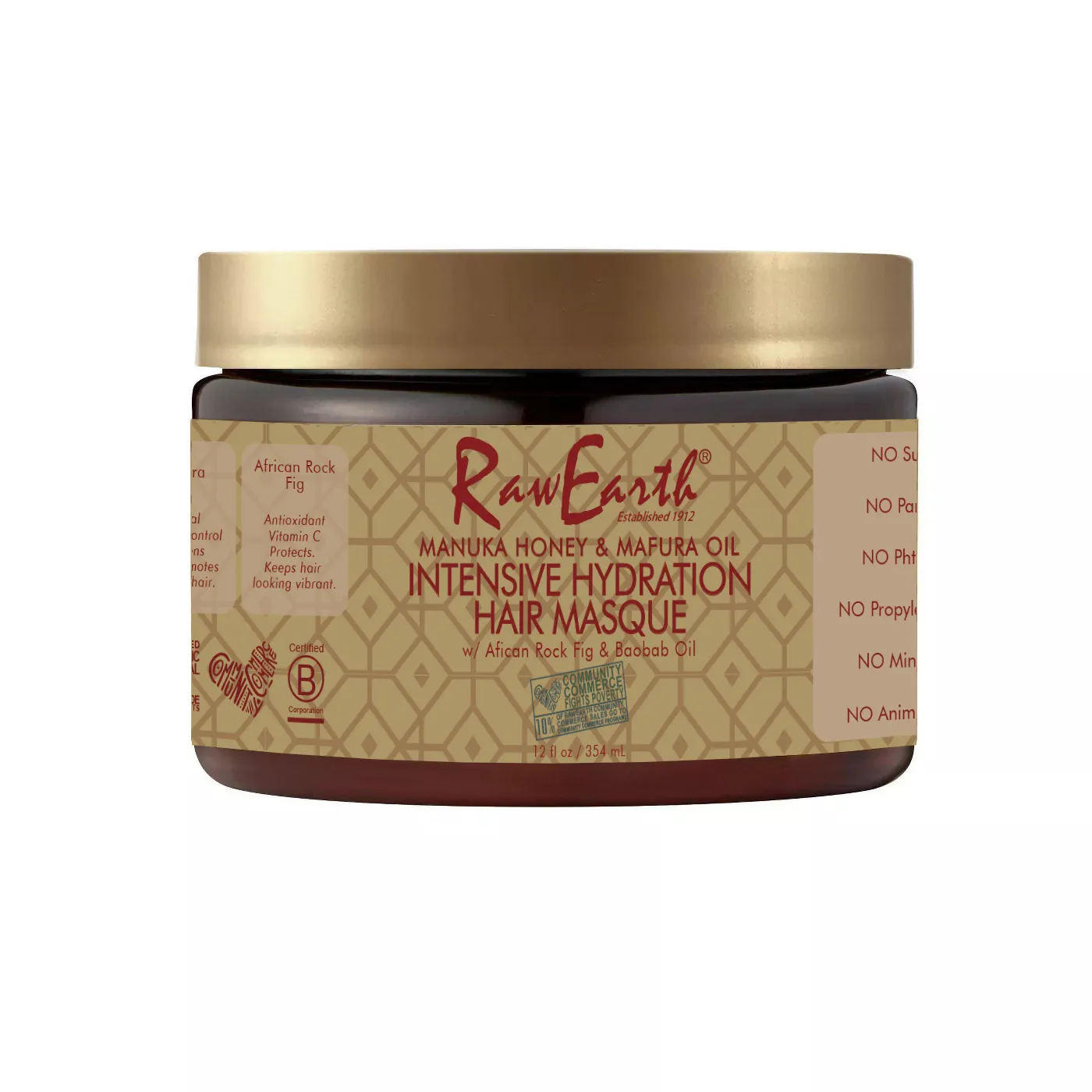 Raw Earth manuka honey and mafura oil intensive hydration hair masque