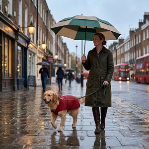 Full Printing Folding Umbrella with Wooden Handle Classic Auto Open Umbrella Compact Travel Umbrella for Business Gift - Product Image 1