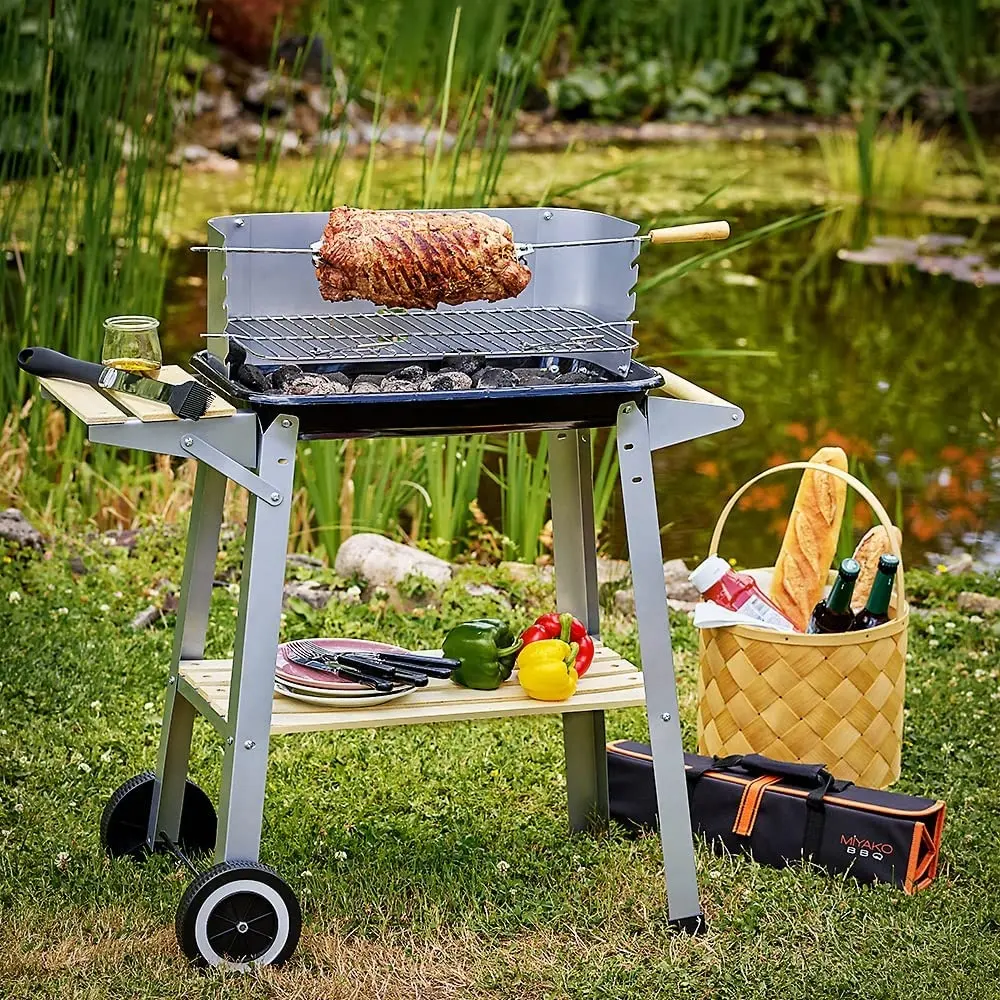 Amazon Best Sellers Modern Design Outdoor Camping Effortless Movable Charcoal BBQ Grill with Casters