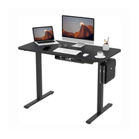 Bureau électrique réglable en hauteur pour ordinateur portable, en bois, avec double moteur et 2 pieds en forme de L, pour position assise ou debout