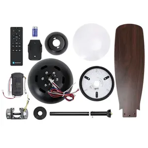 Ventilador de techo de 42 pulgadas, 3 aspas, 6 velocidades, luz LED, negro - ideal para climatizar espacios y decorar habitaciones. - Product Image 2