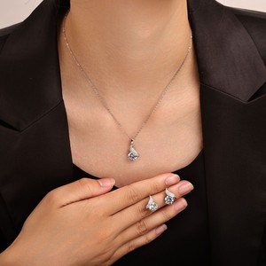Shining Pearl Jewelry <b>Set</b> Copper Alloy <b>Crystal</b> Earrings Necklace Women's Fashion Wedding Gift - Product Image 2