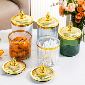 Bocaux de conservation hermétiques transparents avec couvercle métallique, forme cylindrique, pour cuisine, aliments, thé, réf. 6955 - Product Image 3