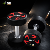 Dumbbell Bulat Berlapis PU SK Factory CPU untuk Kebugaran 5-130lb Gagang Knurled Krom Beban Tangan Logo Kustom Grosir Gym