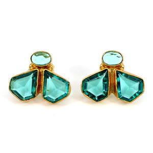 Collection de boucles d'oreilles Hydro en Apatite plaquée or pour femmes pour cadeau d'anniversaire de mariage au prix de gros - Product Image 1
