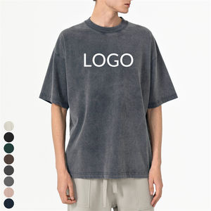 T-shirt unisexe en coton 100% lourd délavé à l'acide avec logo personnalisé, 275 g/m², t-shirt uni de qualité supérieure vintage pour homme - Product Image 1
