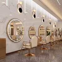Miroir LED rond surdimensionné personnalisé avec cadre doré, lumière intelligente, miroir lumineux intelligent pour salon de beauté