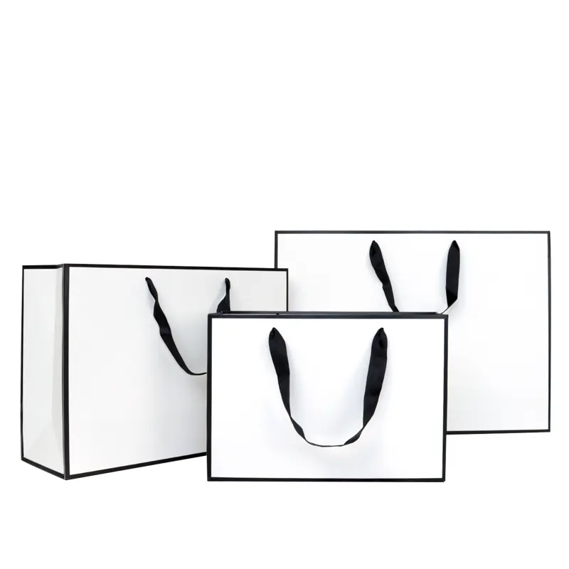 Wholesale Custom Clothing Tote Packaging Shopping Bag White Kraft Paper Gift Bag