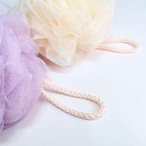 Bath Ball Bath Sponge Flower Shape Purple Beige Body Scrubber For Bathing - Product Image 3