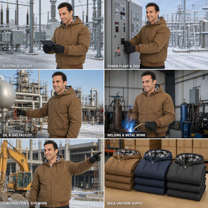 Giacca con Cappuccio Ignifuga FR, Imbottita con Fodera Isolante, Cerniera Coperta, Cappotto da Lavoro di Sicurezza Industriale per Elettricità, Petrolio, <span class=keywords><strong>Gas</strong></span> e Saldatura - Product Image 3