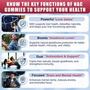 OEM NAC Gummies 600mg N-Acetil Cisteína Suplemento com Vitamina C, Zinco, Sabugueiro para Saúde do Pulmão e do Fígado para Crianças e Adultos - Product Image 4