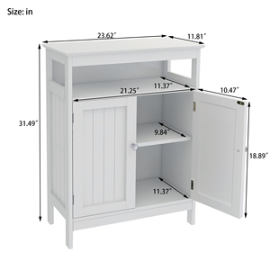Bathroom Standing Storage Cabinet With Double <b>Shutter</b> Doors White - Product Image 6