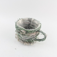 Macetero Manual Portátil para Decoración del Hogar, Proveedor Mayorista de China, Material Natural, Decoración de Corazón de Ratán Verde