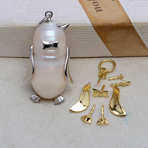 จี้เพนกวินเงินแท้ 925 งานแฮนด์เมด Wenchi พร้อมสร้อยไข่มุกทรงพิเศษ สำหรับทำเครื่องประดับไข่มุกผู้หญิง DIY - Product Image 4