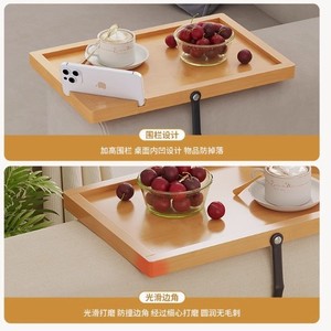 Mesa auxiliar para sofá, bandeja para reposabrazos, mesa de centro pequeña móvil, mesa auxiliar con gabinete, mini mesa con estante de almacenamiento, estante de almacenamiento práctico. - Product Image 2