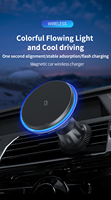 Support de téléphone magnétique sans fil à LED colorées pour voiture, charge rapide, fixation sur grille d'aération pour smartphones