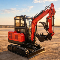 Excavator Mini Crawler 3 Ton Diesel Hidrolik untuk Pertanian, Mesin ISO CE dan Euro 5 EPA dengan Bucket, Auger, dan Breaker