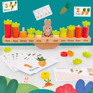 Equilíbrio De Madeira Coelho Contando Jogos Early Enlightenment Brinquedos Para Crianças Montessori Educacional Matemática Brinquedos