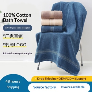 Serviette <span class=keywords><strong>de</strong></span> <span class=keywords><strong>Bain</strong></span> Grande Rayée en Pur Coton 140x70cm Anti-Peluchage pour Usage Domestique, Plage et Hôtel – Vente en Gros et Personnalisation - Product Image 1
