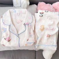 Ensemble pyjama deux pièces en coton nuage pour femme, manches longues, style coréen, vêtements de détente, personnalisable B2B, collection printemps-automne