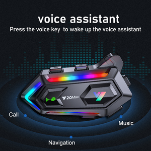 Eenvoudig Te Installeren Y20max Rgb Lichteffecten <span class=keywords><strong>Intercom</strong></span> No In Ear Headset Voor Ontdekken/Volledige Helm Wekken Stemassistenten Hoofdtelefoon - Product Image 2