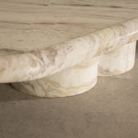 Table basse en marbre veiné blanc Dream Home avec plateau, base à double cylindre, en pierre naturelle, pour salon