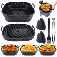 Accessoires de cuisine en silicone pour friteuse à air Outils de cuisson en silicone pliable Doublures pour friteuse à air Pot de cuisson réutilisable pour friteuse à air