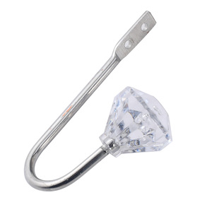 Stainless Steel Wall <b>Hook</b> <b>With</b> Acrylic Crystal Head For Closet Bathroom Door Storage Rack Silver Round Shape Durable Design - Product Image 5
