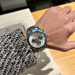 AIMANA, reloj de pulsera de moda luminoso de cristal de 22mm con correa de acero inoxidable de aleación de cuarzo multifuncional suizo para hombre, venta al por mayor - Product Image 4