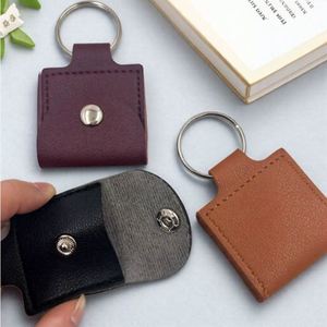 Wholesale Pu Leather Organizer Keychain Customizable Snap Button <b>Mini</b> <b>Pouch</b> for Sale Cable Key Ring Portable Storage Bag - Product Image 2
