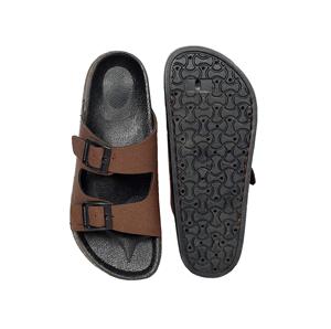 Sandales marron à double boucle, à bout ouvert, décontractées et confortables, avec semelle texturée - Product Image 2