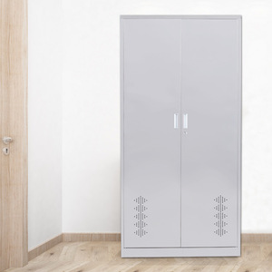 Gabinete de limpieza de acero inoxidable Xinlongfei de doble puerta con cerradura para almacenamiento en la cocina, incluye 2 cajones. - Product Image 3