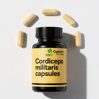 Suplementos a base de hierbas de marca privada OEM, cápsulas de Cordiceps Militaris, extracto de polvo de Cordiceps Militaris de buena calidad
