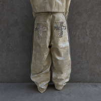 Ensemble deux pièces unisexe personnalisé, style vintage, effet délavé, 100 % coton, respirant, imprimé hiver, veste à capuche zippée avec rivets