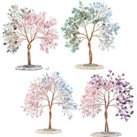 Arbre en cristal naturel avec base en tranches d'agate, arbre à argent en cristal d'améthyste, base en tranches d'agate pour la prospérité, décoration d'arbre en cristal