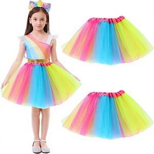 DAVBNM 2 pièces <span class=keywords><strong>jupe</strong></span> <span class=keywords><strong>tutu</strong></span> au crochet pour filles, <span class=keywords><strong>jupe</strong></span> en tulle néon, <span class=keywords><strong>jupe</strong></span> de danse de ballet mi-longue, robe de fête d'anniversaire, costume, 2-8 ans - Product Image 1