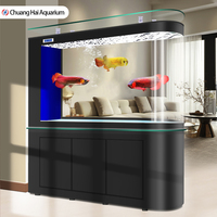 Aquarium en forme de U avec bac à déchets |   Grand aquarium autoportant pour salon, aquarium pour poissons rouges sans changement d'eau