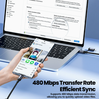 Cable USB Tipo-C a USB A/C 2 en 1, Carga Rápida de 60W Máx. con Indicador LED y Cubierta Trenzada para Teléfono Móvil, Banco de Energía y Cámara