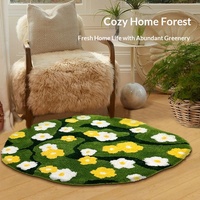 Tapis en laine d'agneau extra-doux et épaissi ODM, forme ronde, motif plantes et fleurs ; Coussin de chaise pliable et personnalisable, décoration Instagram