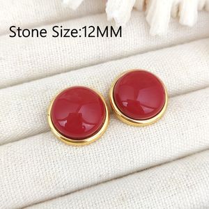 Lunette ronde en pierre au design étonnant Boucle d'oreille en pierre précieuse de corail orange naturel plaqué or 18 carats Fabricant de bijoux fins pour femmes - Product Image 4