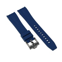Blaues Weiches Komfortables Uhrenarmband mit Solidem Verschluss 20mm FKM Gummi Naturkautschuk Gehäuse