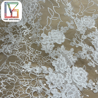 Cordon de broderie de luxe avec filet à paillettes Tulle dentelle tissu de haute qualité paillettes brillantes mariée maille dentelle tissu pour robes de mariée