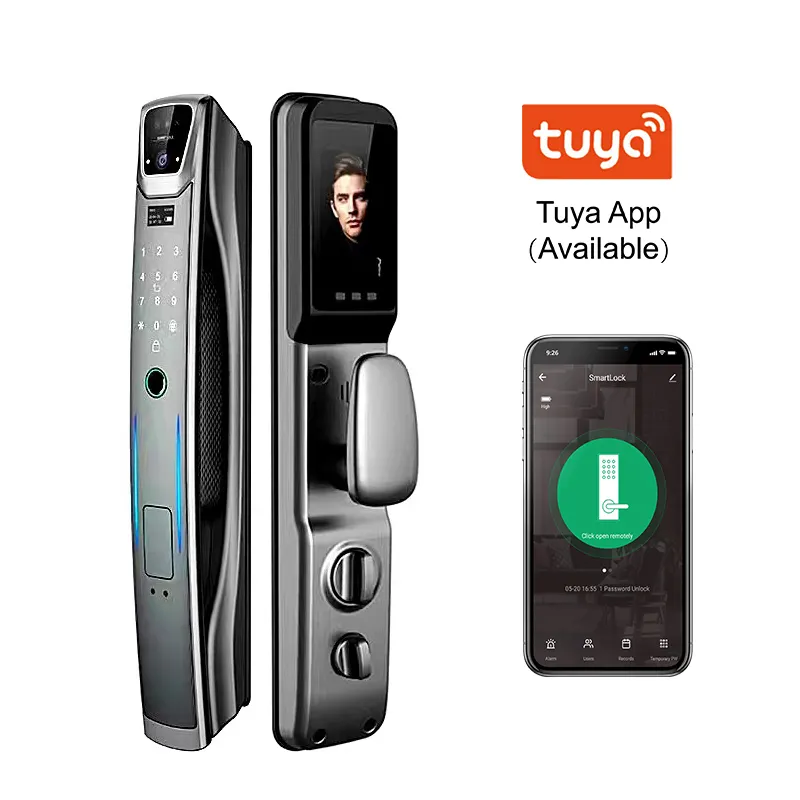 Security Cerradura Inteligentes Outdoor Tuya TTLock Digital Door Lock 3D Camera Recognition wifi fingerprint smart door lock