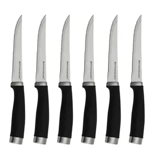 KITCHENCARE set de couteaux à steak dentelés avec manche ergonomique set de 6 couteaux à steak en acier inoxydable