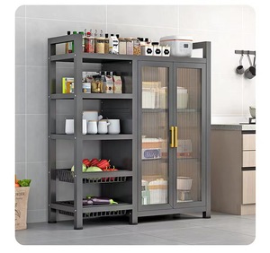 Gabinete de almacenamiento de cocina multifuncional de cinco capas, estante de puerta a puerta de piso a piso para almacenamiento de artículos diversos de frutas y verduras - Product Image 3