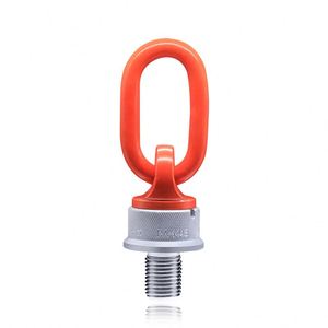 Perno giratorio industrial con ojo rojo y vástago roscado para aplicaciones de elevación - Product Image 1