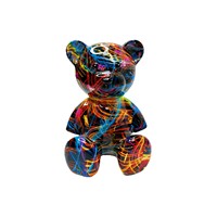 Oso de Peluche, Decoración para Habitación Infantil, Mueble de TV de Lujo para Sala de Estar, Mueble para Vino, Adorno de Oso Violento de Dibujos Animados, Resina Pequeña