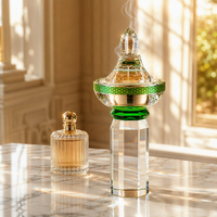 Brûleur d'encens octogonal architectural de luxe en cristal K9 émeraude doré, écologique, durable et fait main