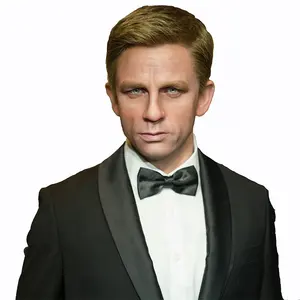 Lifesize gerçekçi 007 film karakter balmumu heykel reçine heykelcik reçine sanat koleksiyonu